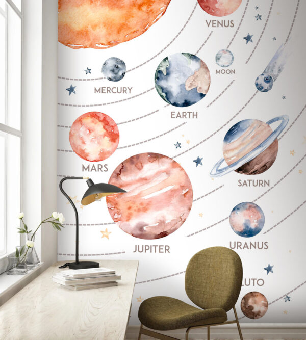 Aquarell von Planeten und Sternen Aquarell von Planeten und Sternen