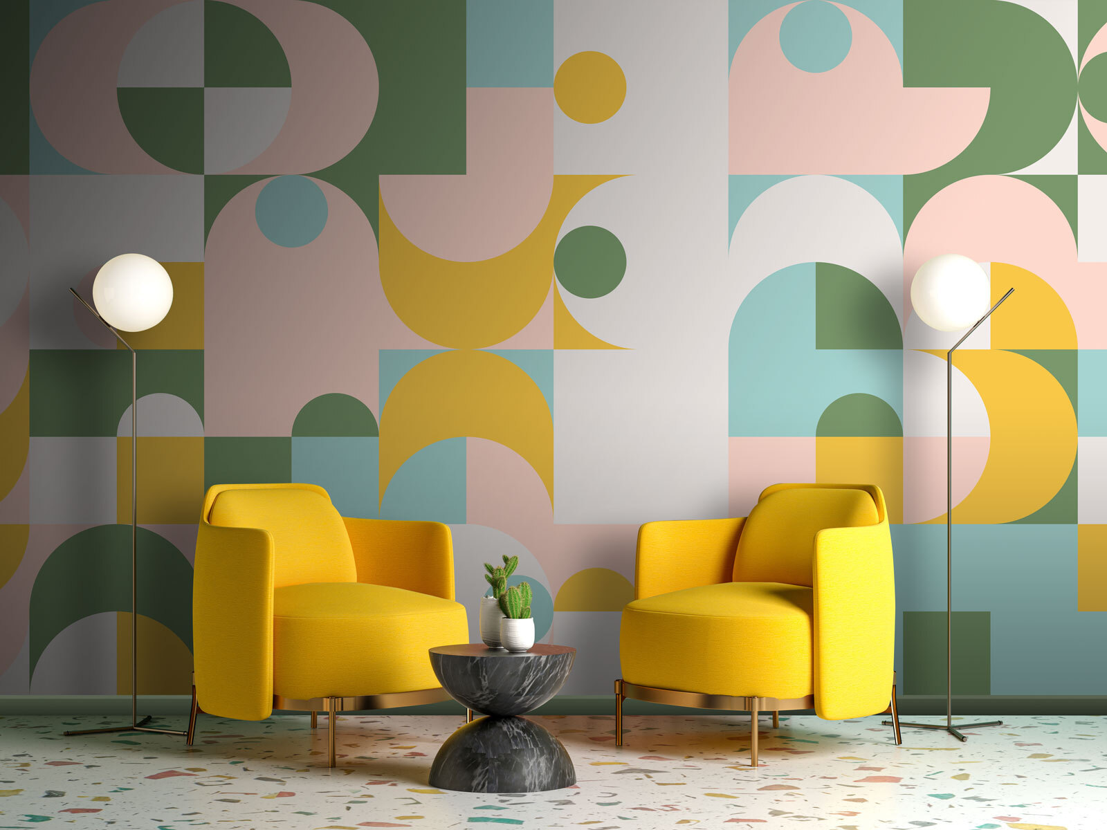 Colorful pattern with circles and dots