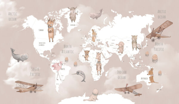 Karte der Welt mit Tieren Karte der Welt mit Tieren