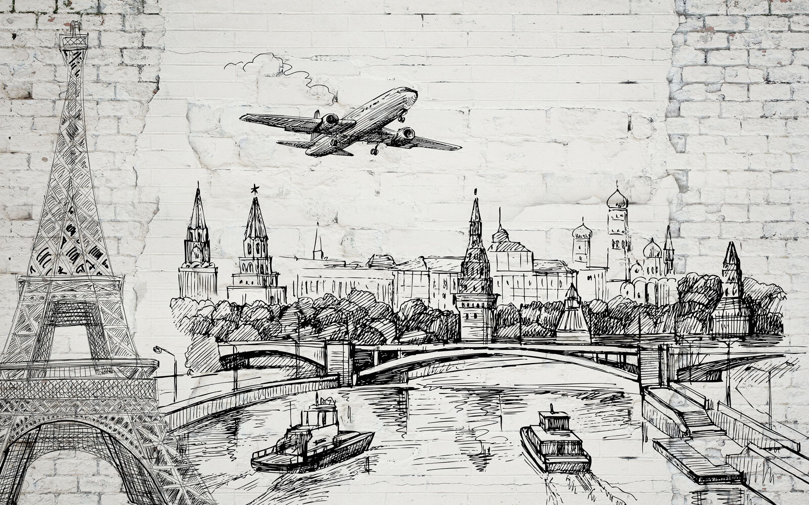 Zeichnung einer Stadt und einer Brücke u74537p - Zeichnung einer Stadt und einer Brücke - tegory