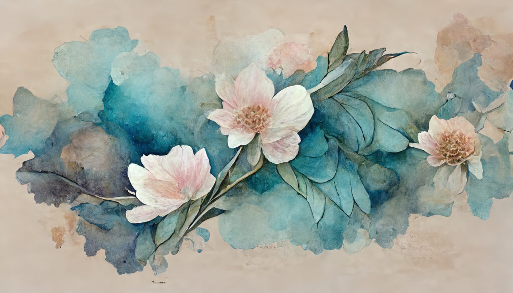 Malerei von Blumen und Blättern Malerei von Blumen und Blättern