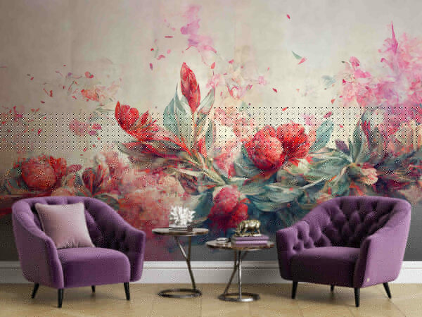 Malerei von Blumen und Blättern Malerei von Blumen und Blättern