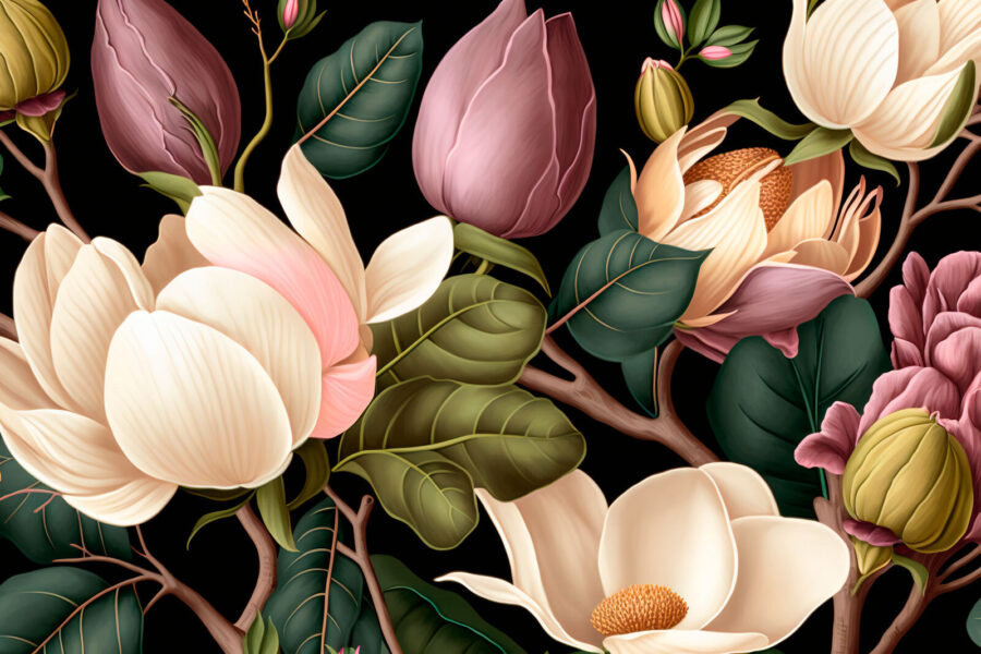 Elegante florale Komposition auf dunklem Hintergrund