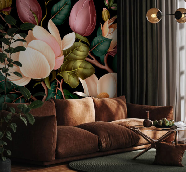 Elegante florale Komposition auf dunklem Hintergrund Elegante florale Komposition auf dunklem Hintergrund