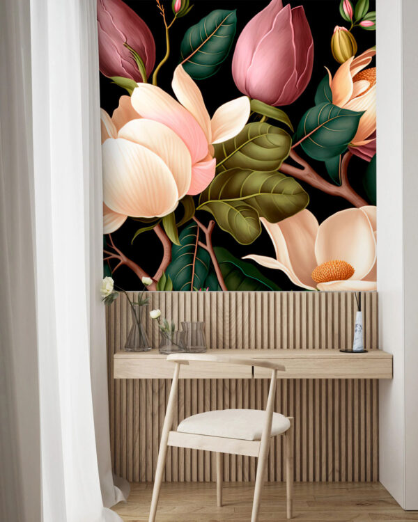 Elegante florale Komposition auf dunklem Hintergrund Elegante florale Komposition auf dunklem Hintergrund