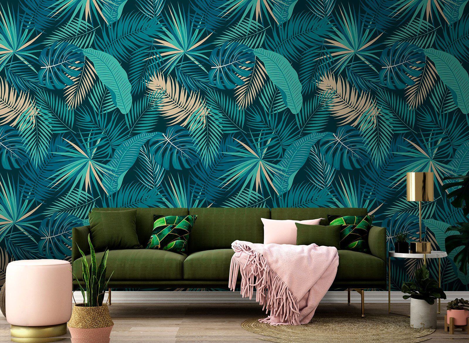 Pattern of leaves on a blue background Pattern of leaves on a blue background