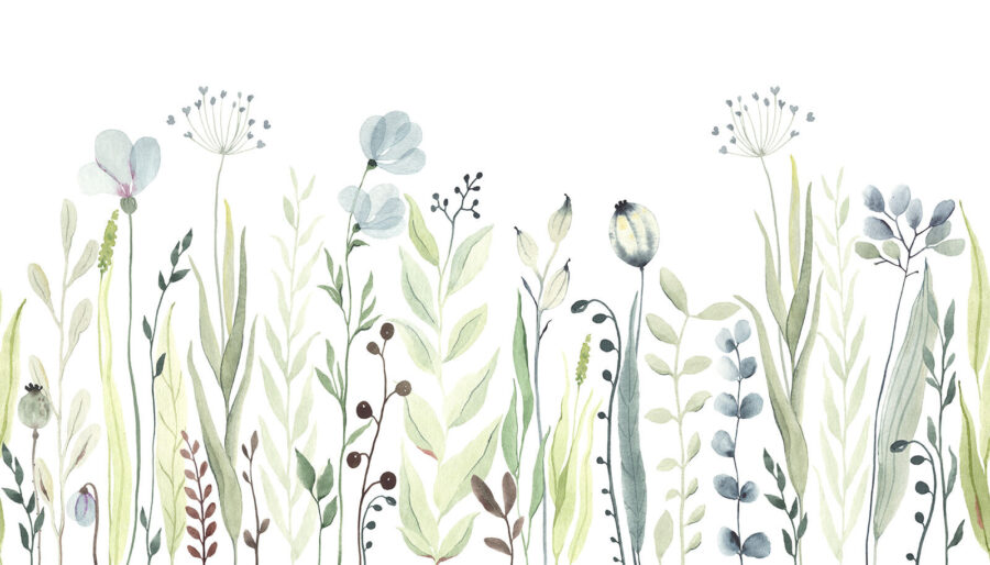 Aquarellmalerei von Blumen und Blättern
