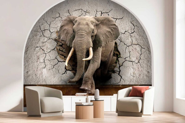 Ein Elefant, der durch eine Wand kommt Ein Elefant, der durch eine Wand kommt