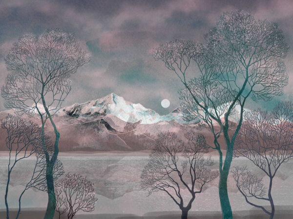 Landschaft mit Bäumen und Bergen Landschaft mit Bäumen und Bergen