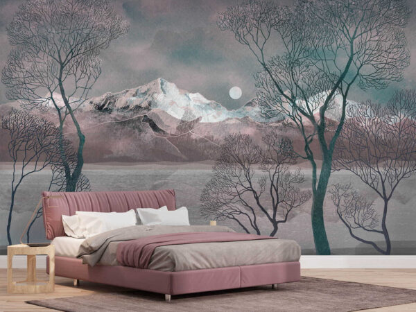 Landschaft mit Bäumen und Bergen Landschaft mit Bäumen und Bergen