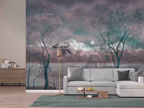 Landschaft mit Bäumen und Bergen Landschaft mit Bäumen und Bergen