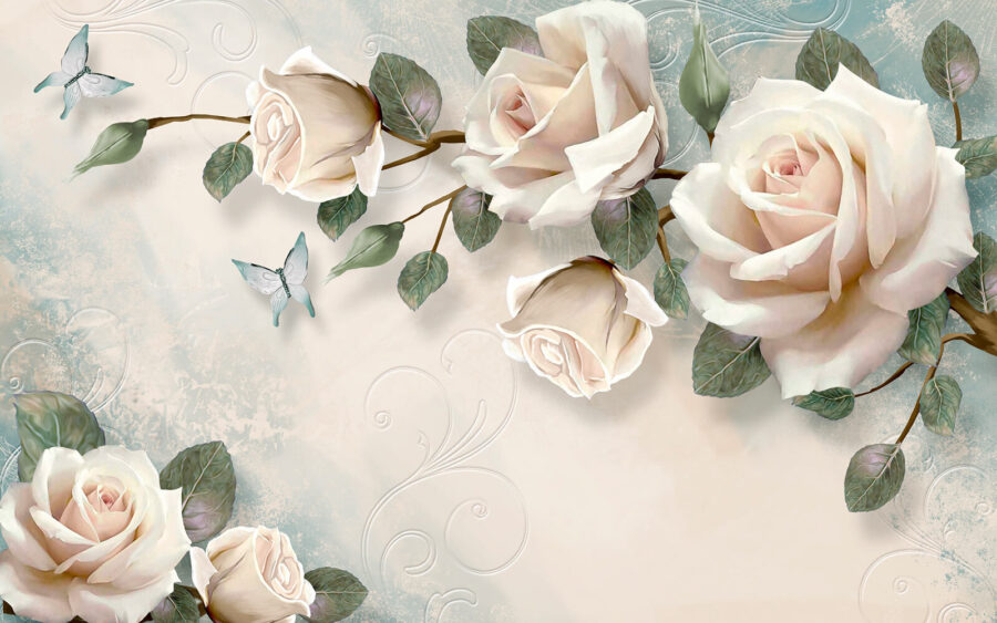 Zarte Rosen und Schmetterlinge in Harmonie