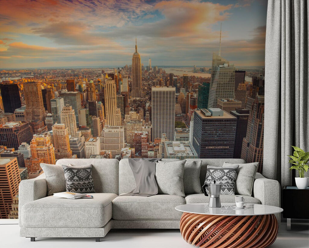 City with many tall buildings