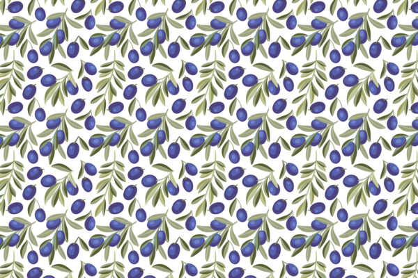 Muster aus blauen Beeren und Blättern Muster aus blauen Beeren und Blättern