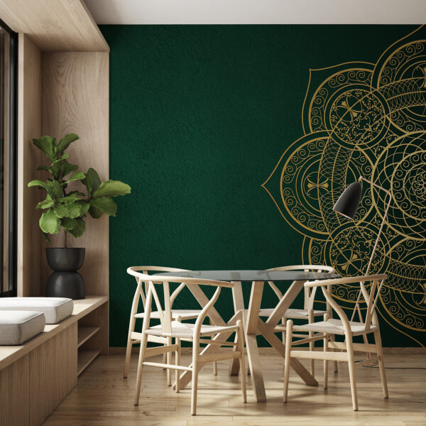 Elegante Wirbel auf smaragdgrüner Leinwand Elegante Wirbel auf smaragdgrüner Leinwand