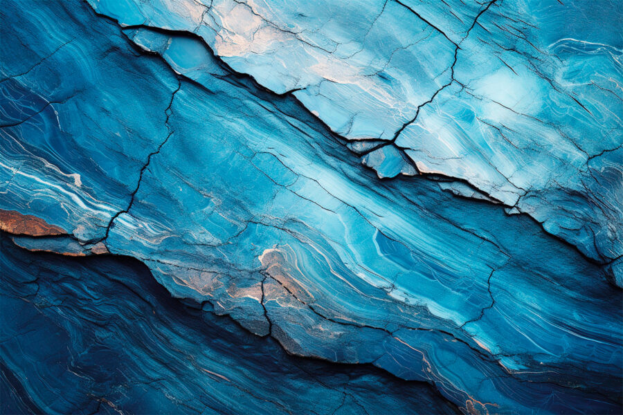 Abstrakte blaue Felsformationen und Texturen.