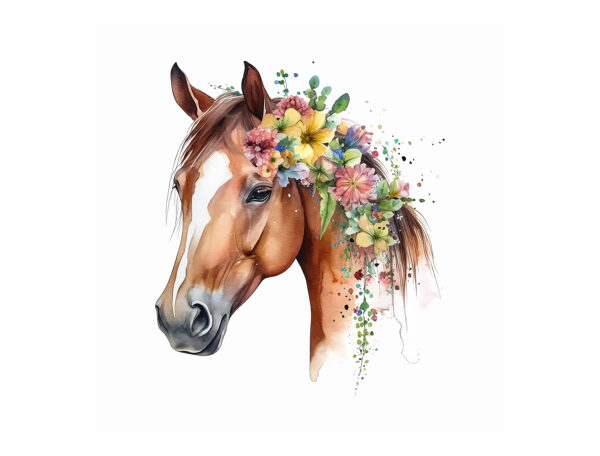 Ein Aquarell eines Pferdes mit Blumen auf dem Kopf u98192p 600x456 - Ein Aquarell eines Pferdes mit Blumen auf dem Kopf