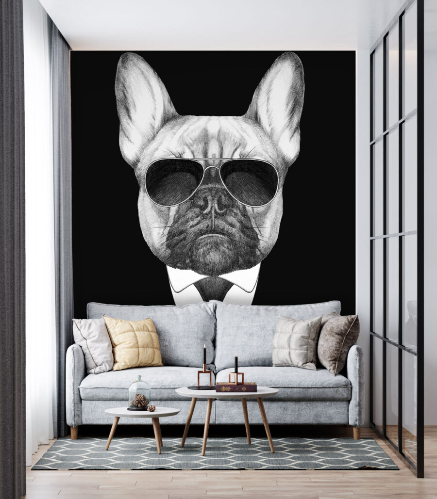 Fototapeten Ein Hund mit Sonnenbrille und Anzug – Bild 3
