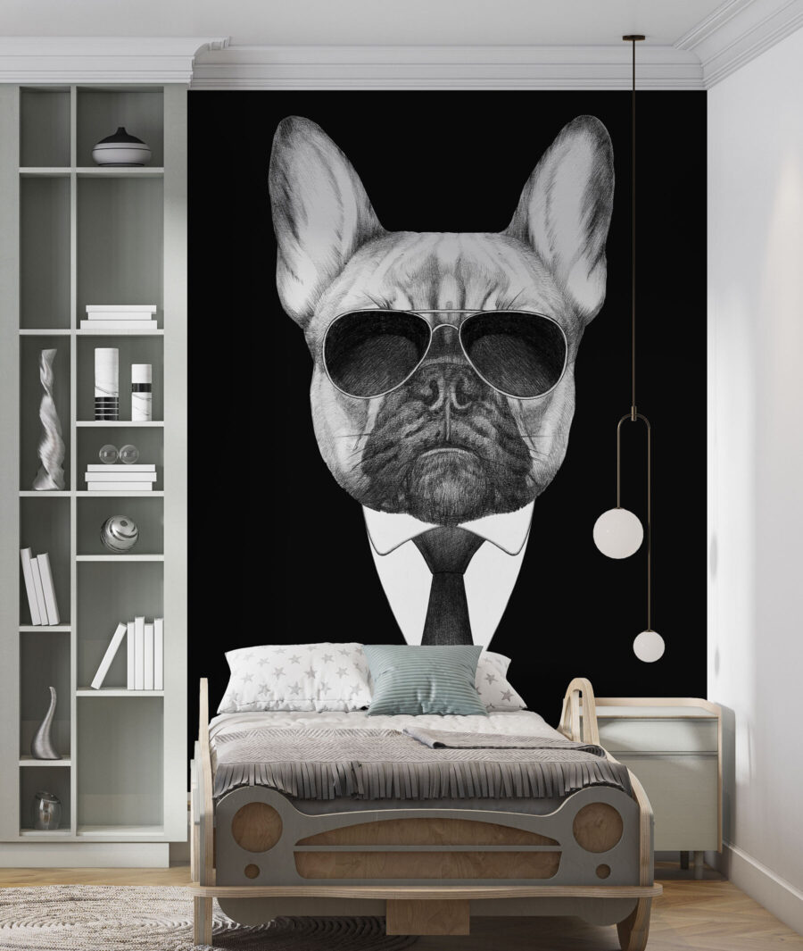 Fototapeten Ein Hund mit Sonnenbrille und Anzug – Bild 2