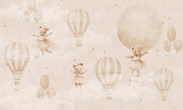 A group of teddy bears and hot air balloons
