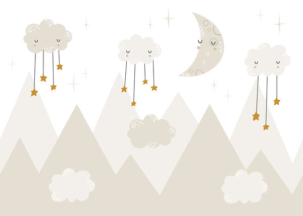 Ein Mond und Wolken am Himmel Ein Mond und Wolken am Himmel
