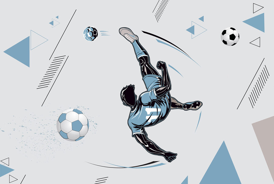 Fototapeten Ein Fußballspieler, der einen Ball schießt – Bild 7