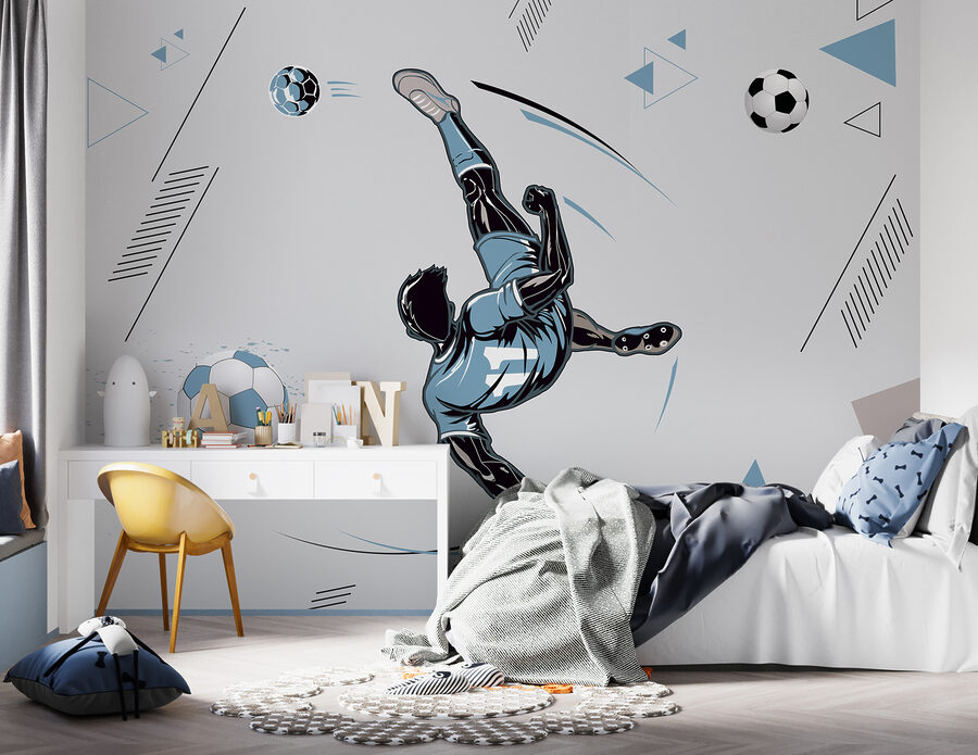 Fototapeten Ein Fußballspieler, der einen Ball schießt – Bild 2