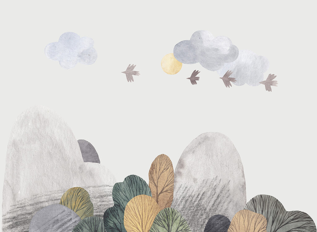 Eine Landschaft mit Bäumen und Wolken Eine Landschaft mit Bäumen und Wolken