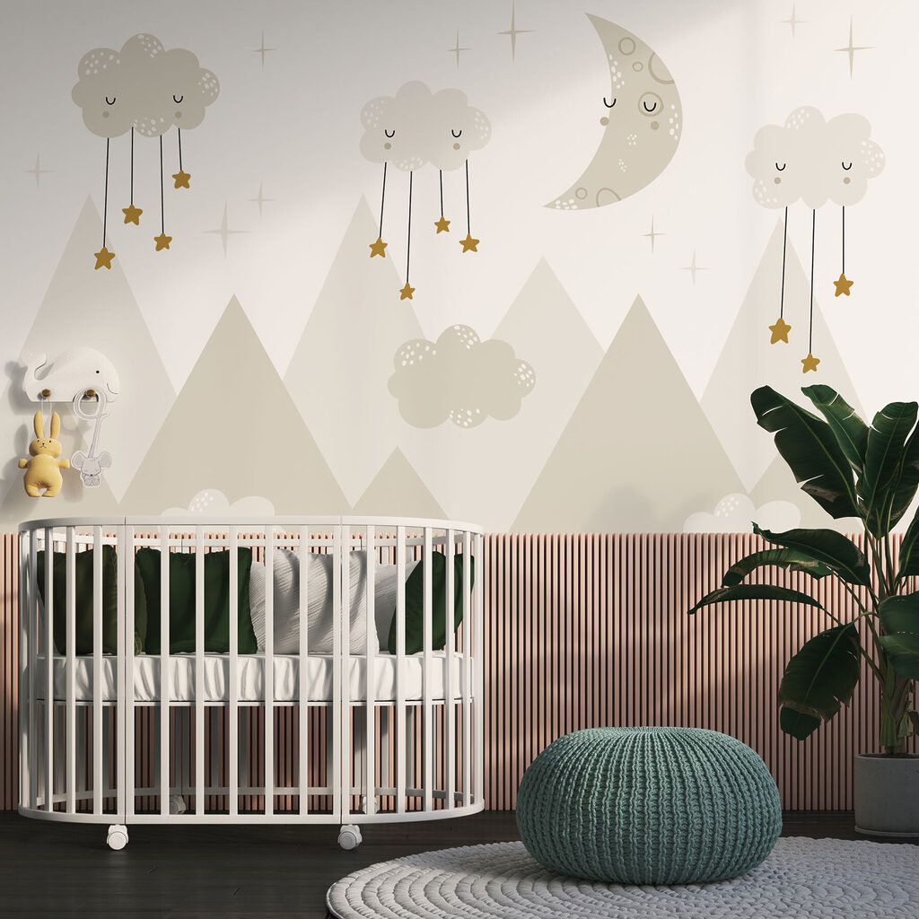 A moon and clouds in the sky