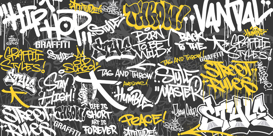Ein schwarz-gelbes Graffiti Ein schwarz-gelbes Graffiti