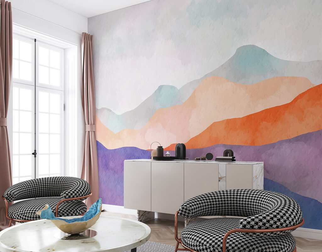 A watercolor painting of mountains A watercolor painting of mountains