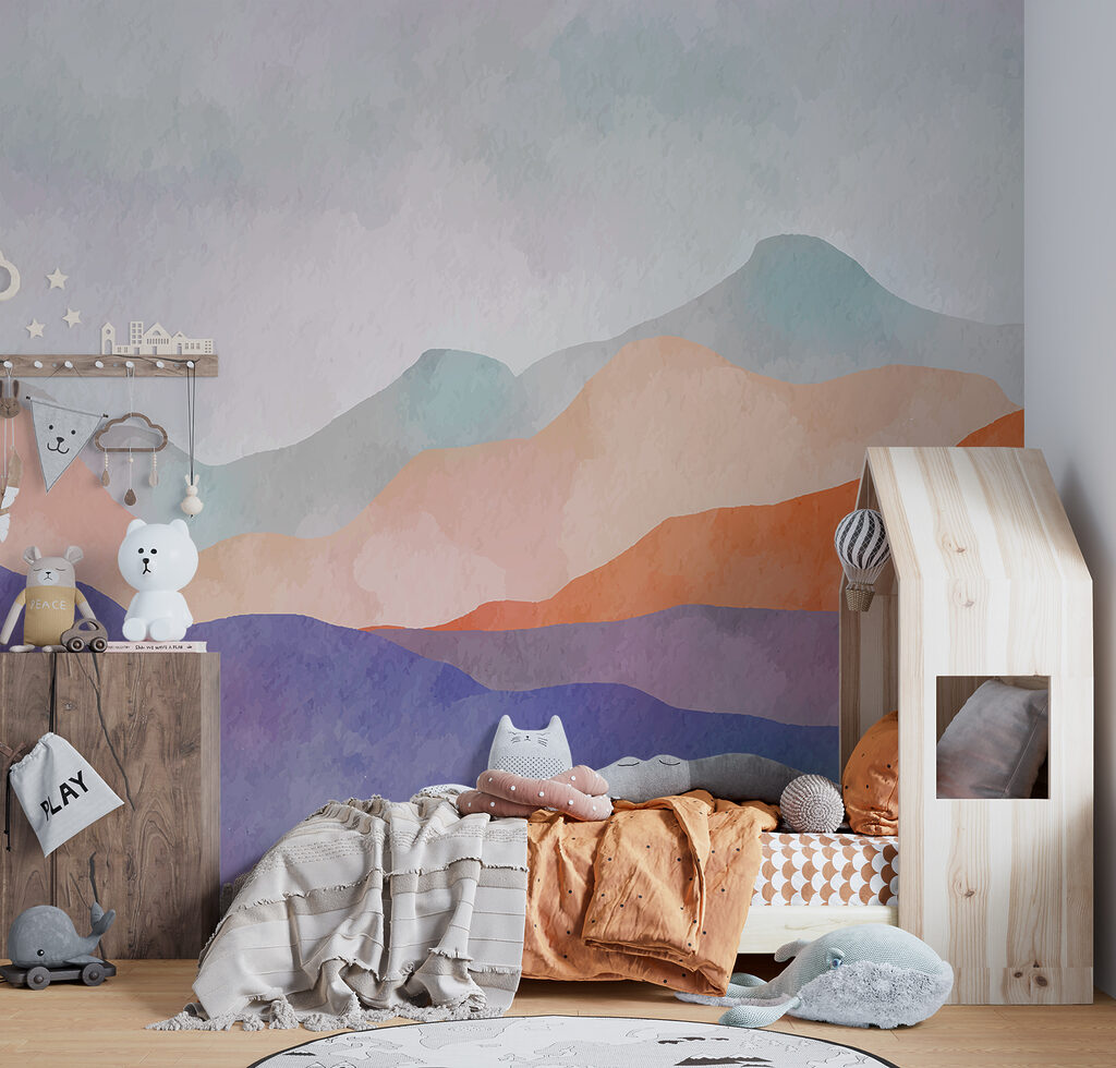 A watercolor painting of mountains A watercolor painting of mountains