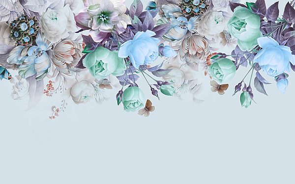 Elegantes Blumenarrangement mit Schmetterlingen Elegantes Blumenarrangement mit Schmetterlingen