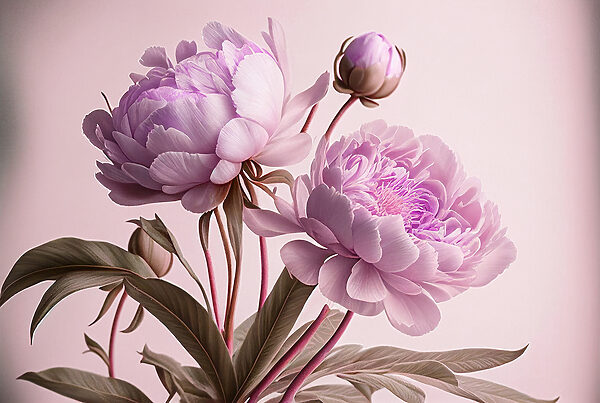 Elegante rosa Pfingstrosen in zarter Blüte. Elegante rosa Pfingstrosen in zarter Blüte.