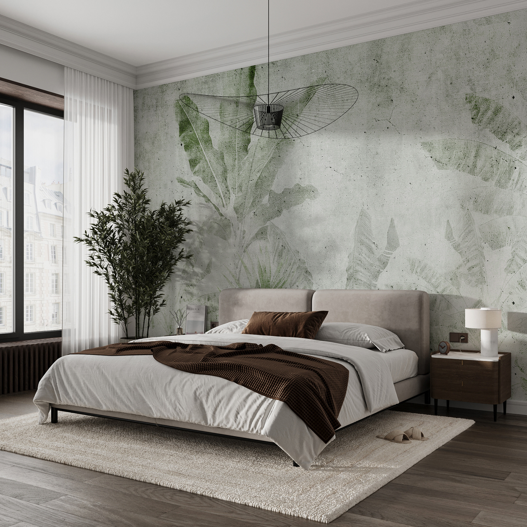 Textured leaves on a muted background