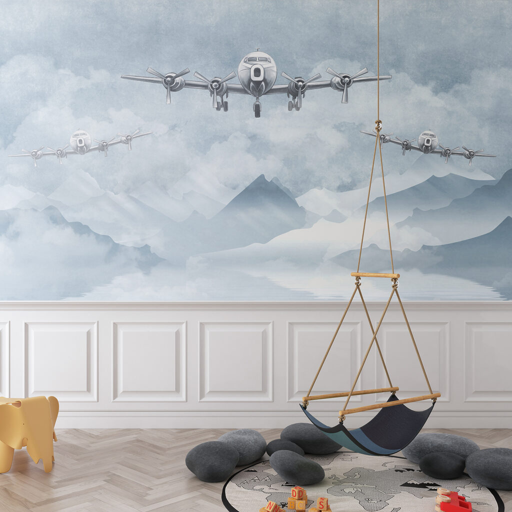 A group of airplanes flying in the sky