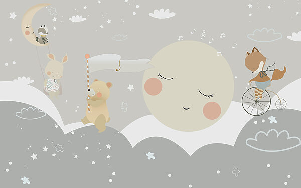 Ein Cartoon mit einem Mond und einem Bären Ein Cartoon mit einem Mond und einem Bären