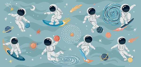 Eine Gruppe von Astronauten im Weltraum Eine Gruppe von Astronauten im Weltraum