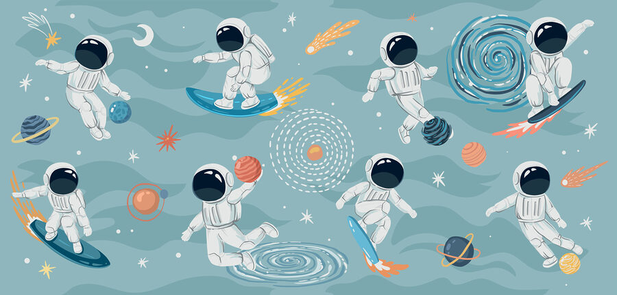 Eine Gruppe von Astronauten im Weltraum