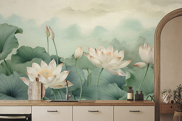 Ein Gemälde mit Blumen und Blättern Ein Gemälde mit Blumen und Blättern