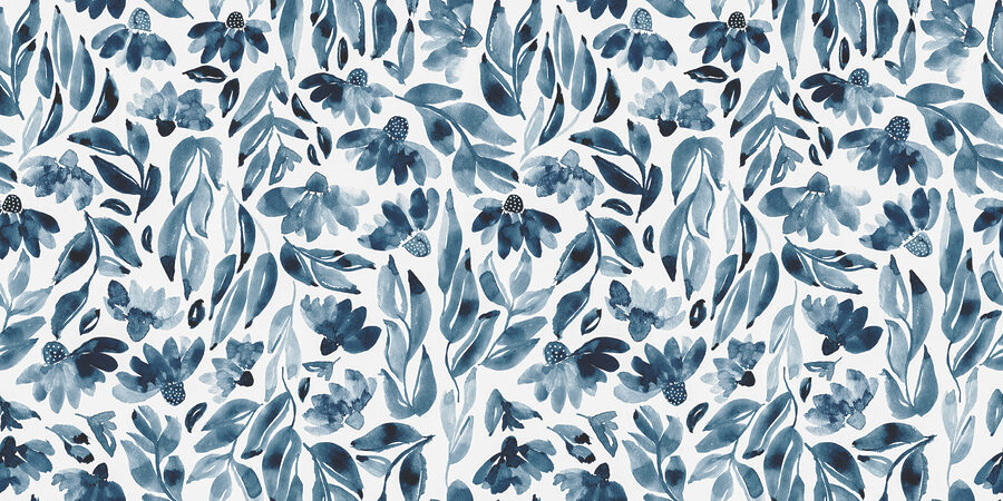 Ein Muster aus Blumen und Blättern