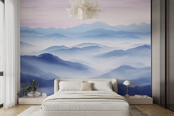 Eine Landschaft mit Bergen und Nebel Eine Landschaft mit Bergen und Nebel