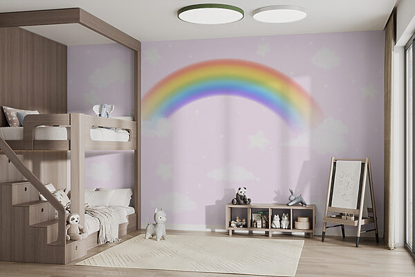 Ein Regenbogen und Wolken am Himmel Ein Regenbogen und Wolken am Himmel