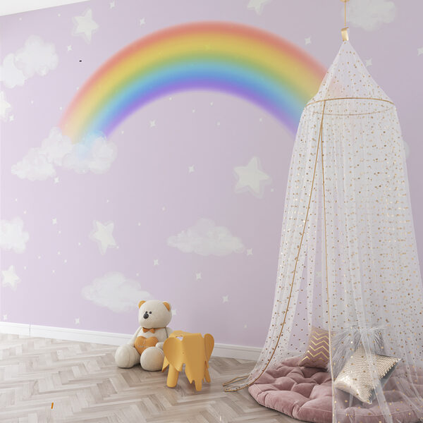 Ein Regenbogen und Wolken am Himmel Ein Regenbogen und Wolken am Himmel