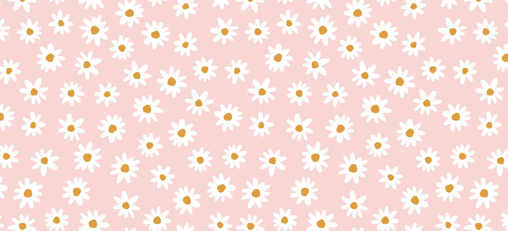 Ein Muster aus weißen Blumen auf einem rosa Hintergrund Ein Muster aus weißen Blumen auf einem rosa Hintergrund