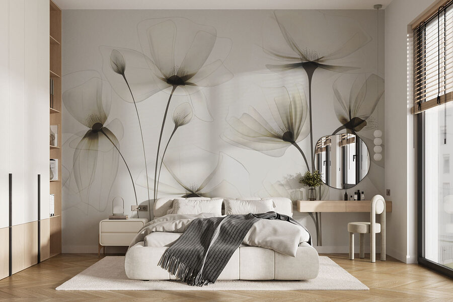 Fototapeten Eine transparente Blume auf weißem Hintergrund