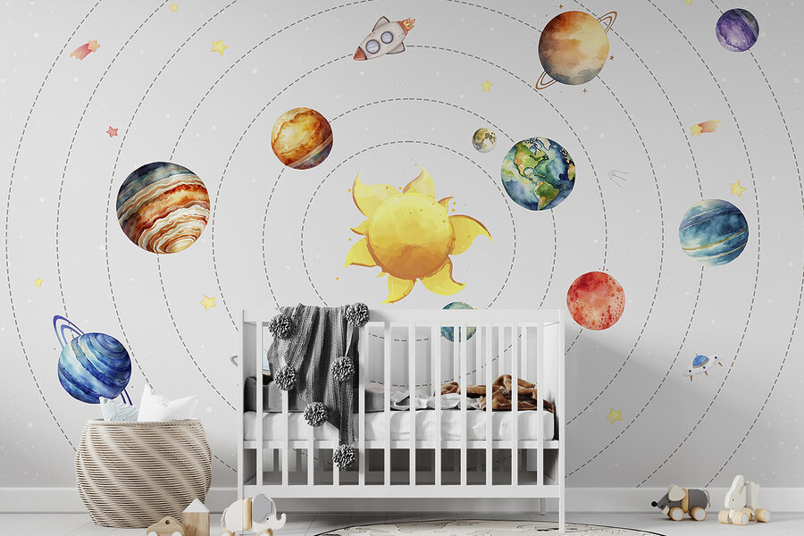Ein Sonnensystem mit Planeten und Sternen Ein Sonnensystem mit Planeten und Sternen