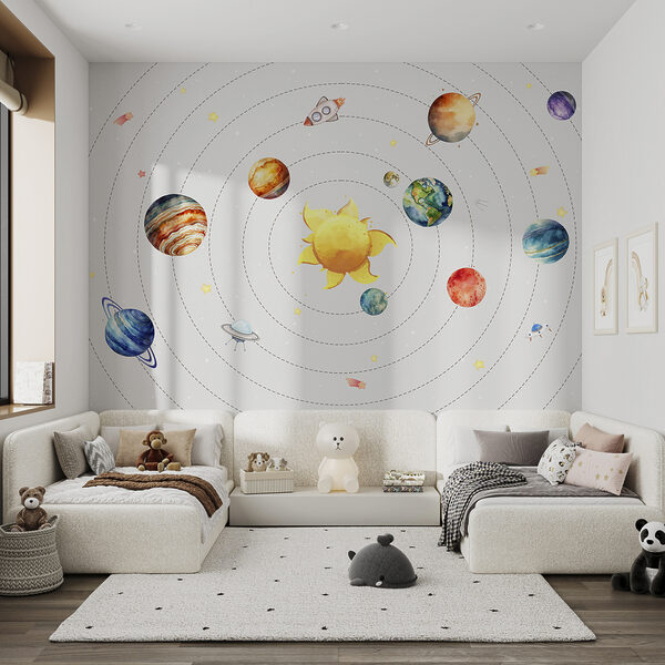 Ein Sonnensystem mit Planeten und Sternen Ein Sonnensystem mit Planeten und Sternen
