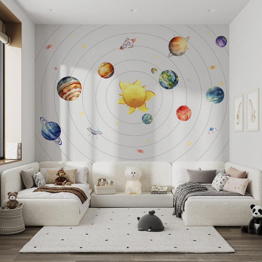Ein Sonnensystem mit Planeten und Sternen Ein Sonnensystem mit Planeten und Sternen