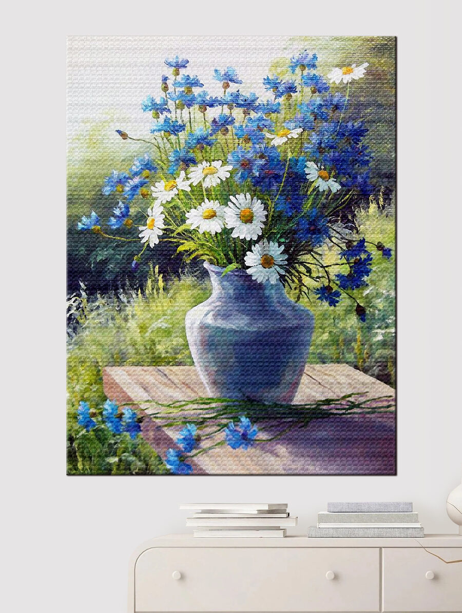 Ein Gemälde einer Blumenvase